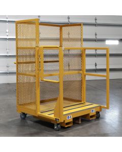 Order Picker Cart, 42x42, 3 Fixed Shelves, Enclosed Sides, Swing Gate