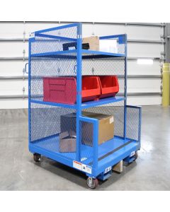 Order Picker Cart, 40x45, 3 Fixed Shelves, Enclosed Sides