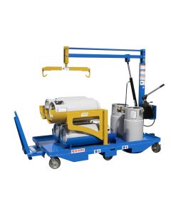 Transport up to 6 LP-tanks to refuel multiple lift trucks on a single run. Integrated hydraulic crane simplifies tank exchange.