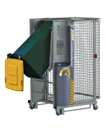 The Dockmaster is designed to safely tip bins and drums from a raised loading dock in seconds