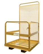 The BHS Forklift Work Platform securely attaches to a forklift to lift an individual for overhead maintenance tasks.