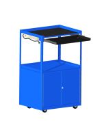 The Mobile Workstation is a functional computer desk with a locking cabinet for tools, equipment, and supplies