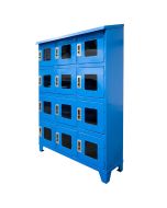 Each compartment locks individually, while 8” x 8” plexi-glass windows offer full visibility to all