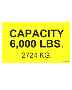 Label for load capacity of 6,000 lb for FA-6 and BLB-6000 models