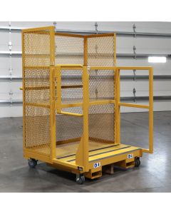 Order Picking Cart, 42x42, 3 Fixed Shelves, Enclosed Sides, Swing Gate