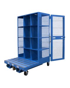 Order Picking Cart, 48x48, with 12 Compartments, Double-Sided Access with Lockable Door