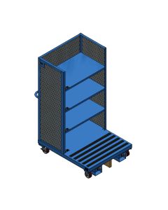 Order Picking Cart, 40x48, 4 Fixed Shelves, Enclosed Sides