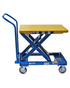 The BHS Self-Leveling Mobile Lift Table (SMLT) keeps workloads at a comfortable height continuously during loading and unloading.