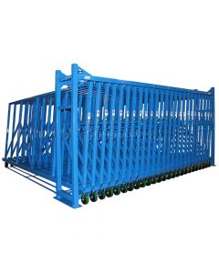 The Vertical Sheet Rack System comes standard with either 10 or 25 roll-out sheet racks within a compact, durable frame. (Model VSRS-2K-25-14460-2 pictured)