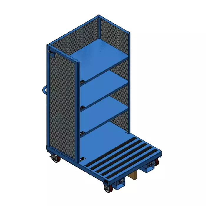 Order Picker Cart (OPC), 40x48, 4 Fixed Shelves, Enclosed Sides