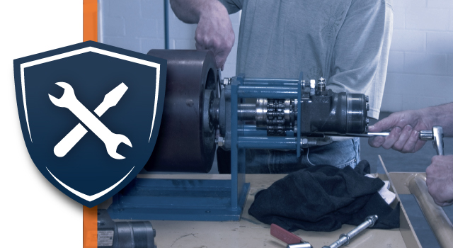 BHS Service School symbol overlapping a hands-on training photo