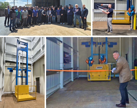 Testing Area for Vertical Reciprocating Conveyors ribbon cutting