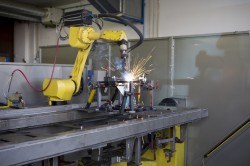 Robotic welding is a manufacturing innovation that increased efficiency.